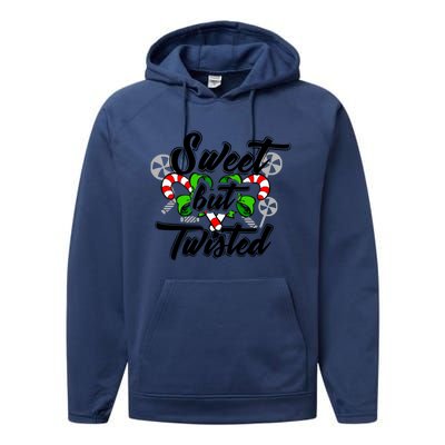 Sweet But Twisted Candycane Funny Christmas Gift Dults Gift Performance Fleece Hoodie