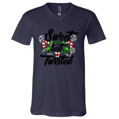 Sweet But Twisted Candycane Funny Christmas Gift Dults Gift V-Neck T-Shirt