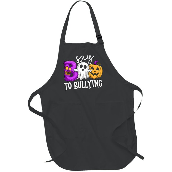 Say Boo To Bullying Orange Anti Bullying Unity Day Halloween Full-Length Apron With Pockets