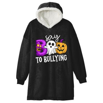 Say Boo To Bullying Orange Anti Bullying Unity Day Halloween Hooded Wearable Blanket