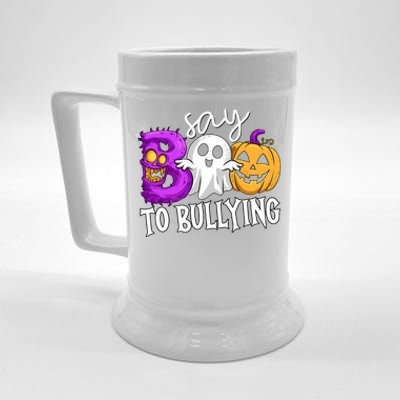 Say Boo To Bullying Orange Anti Bullying Unity Day Halloween Beer Stein