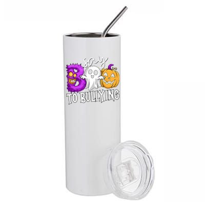 Say Boo To Bullying Orange Anti Bullying Unity Day Halloween Stainless Steel Tumbler