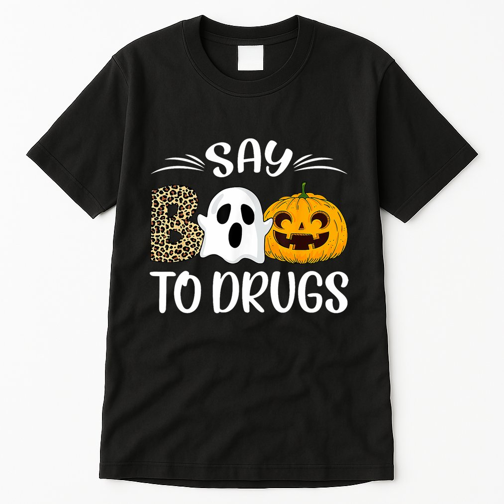 Say Boo To Drugs Red Ribbon Week Awareness Funny Halloween Tall T-Shirt