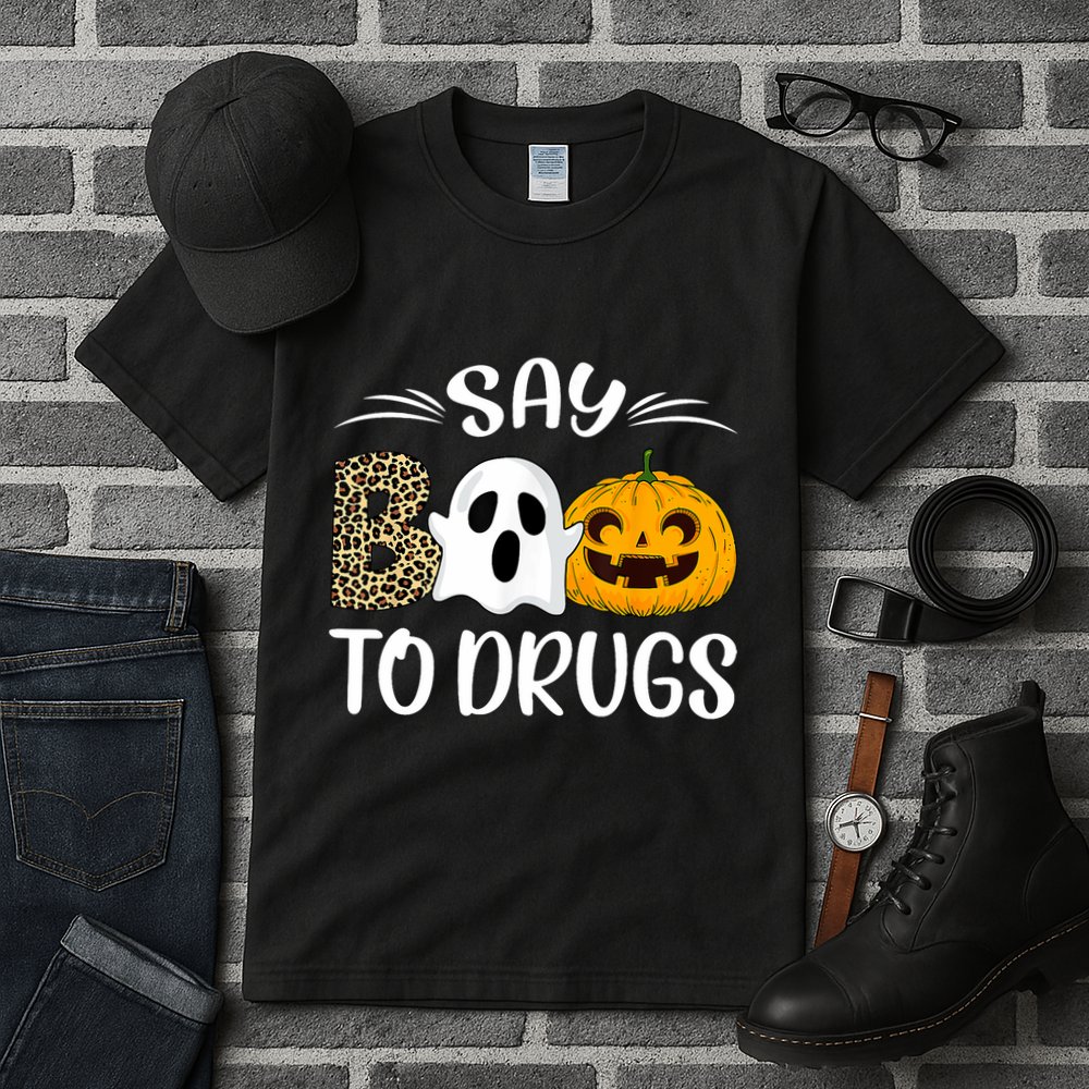 Say Boo To Drugs Red Ribbon Week Awareness Funny Halloween Tall T-Shirt