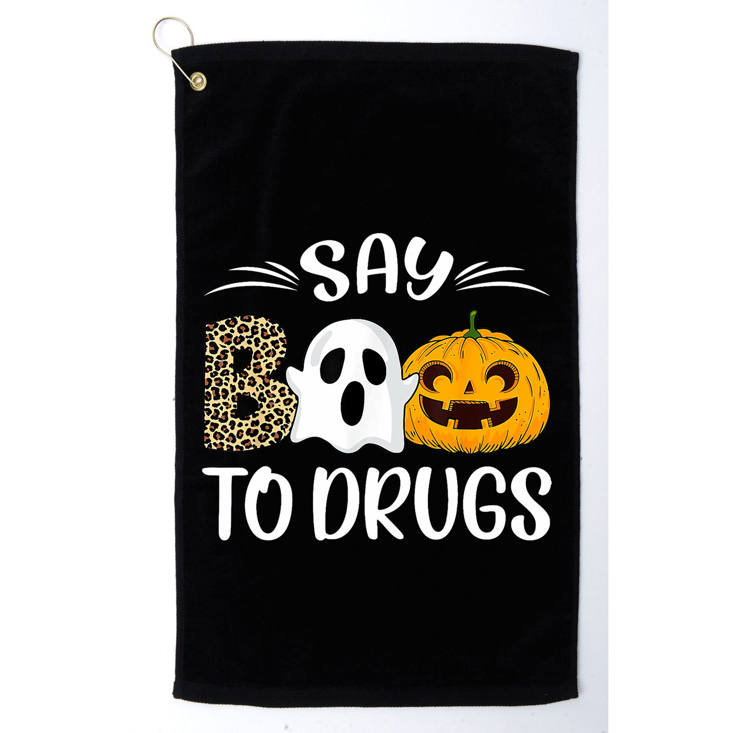 Say Boo To Drugs Red Ribbon Week Awareness Funny Halloween Golf Towel
