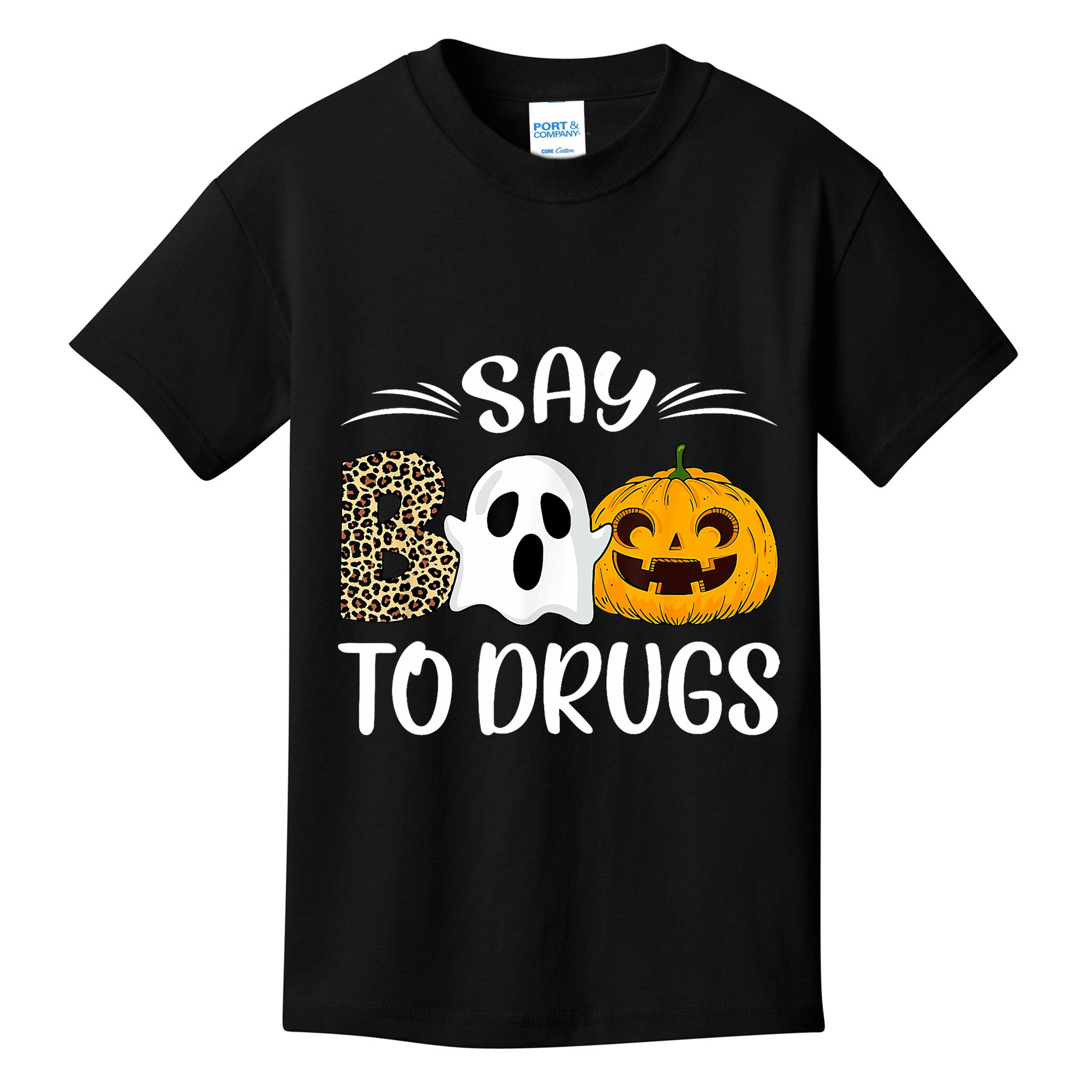 Say Boo To Drugs Red Ribbon Week Awareness Funny Halloween Kids T-Shirt