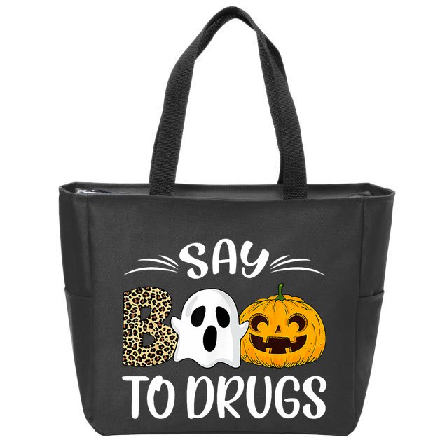 Say Boo To Drugs Red Ribbon Week Awareness Funny Halloween Zip Tote Bag