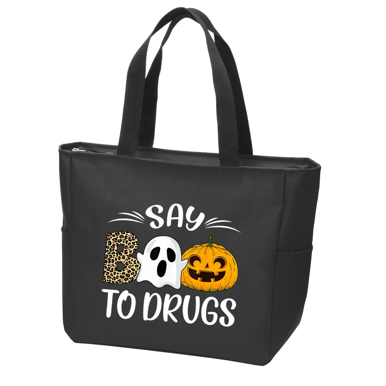 Say Boo To Drugs Red Ribbon Week Awareness Funny Halloween Zip Tote Bag
