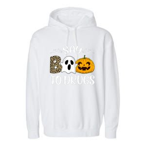 Say Boo To Drugs Red Ribbon Week Awareness Funny Halloween Garment-Dyed Fleece Hoodie