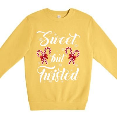 Sweet But Twisted Candy Cane Christmas Hat Funny Funny Gift Cool Gift Premium Crewneck Sweatshirt