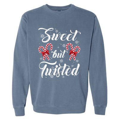 Sweet But Twisted Candy Cane Christmas Hat Funny Funny Gift Cool Gift Garment-Dyed Sweatshirt