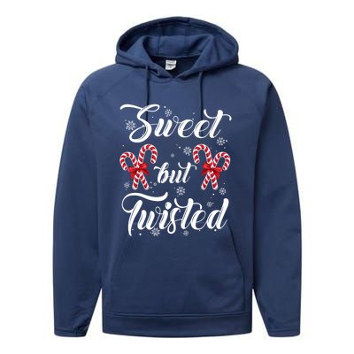 Sweet But Twisted Candy Cane Christmas Hat Funny Funny Gift Cool Gift Performance Fleece Hoodie