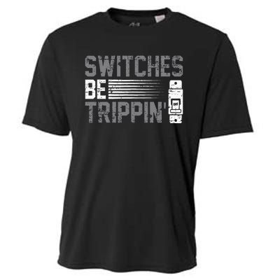 Switches Be Trippin Voltage Lineman Circuit Cable Cooling Performance Crew T-Shirt