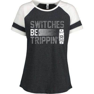 Switches Be Trippin Voltage Lineman Circuit Cable Enza Ladies Jersey Colorblock Tee