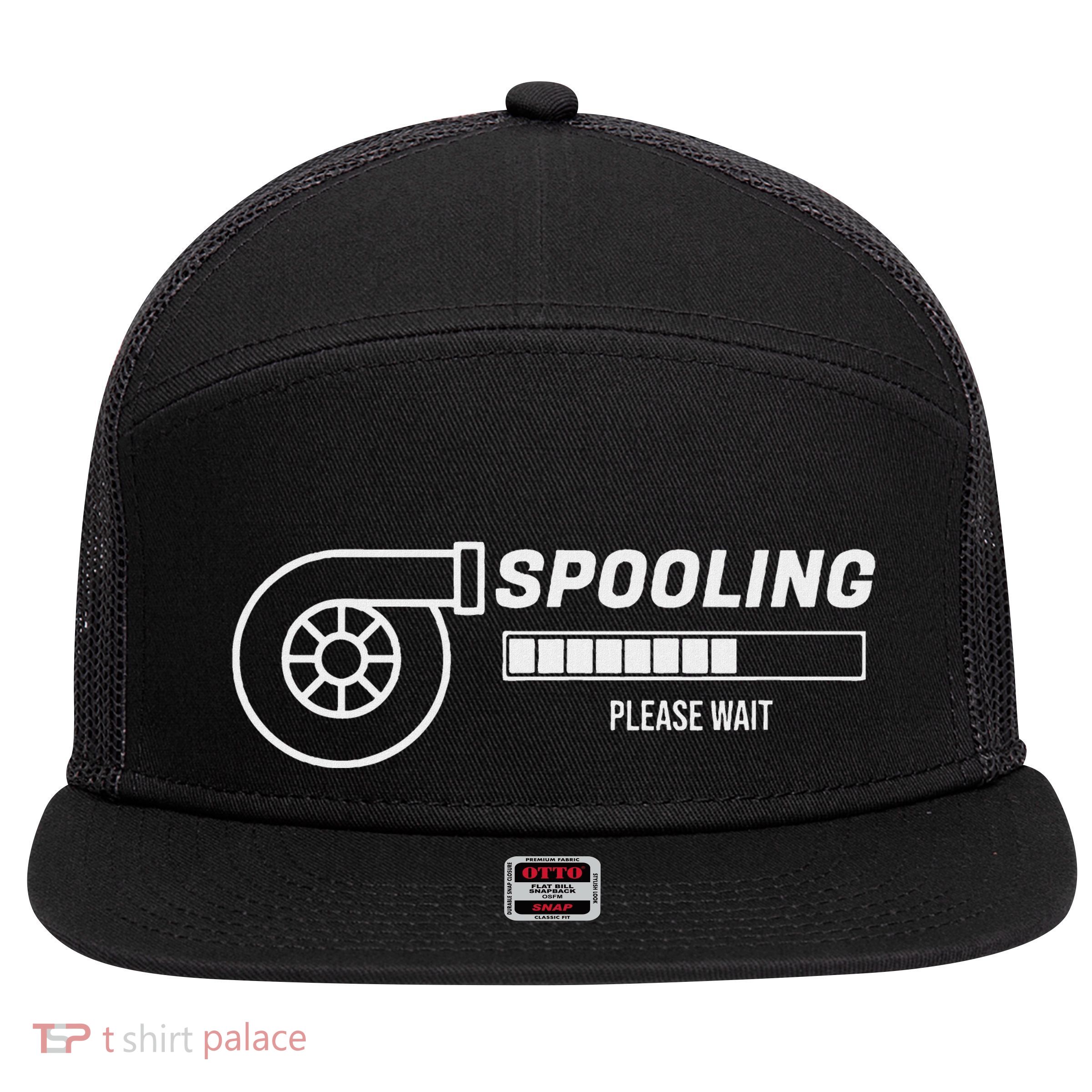 Spooling Boosted Turbo Car Mechanic Funny Car Guy 7 Panel Mesh Trucker Snapback Hat