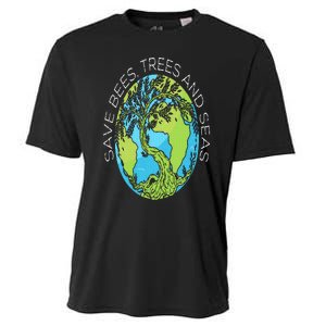 Save Bees Trees And Seas Climate Change Cooling Performance Crew T-Shirt