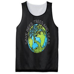 Save Bees Trees And Seas Climate Change Mesh Reversible Basketball Jersey Tank