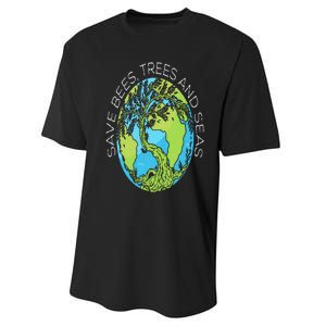 Save Bees Trees And Seas Climate Change Performance Sprint T-Shirt