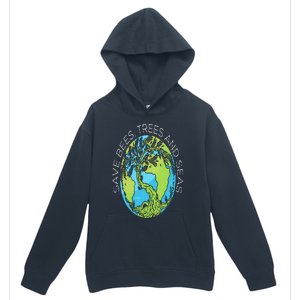 Save Bees Trees And Seas Climate Change Urban Pullover Hoodie