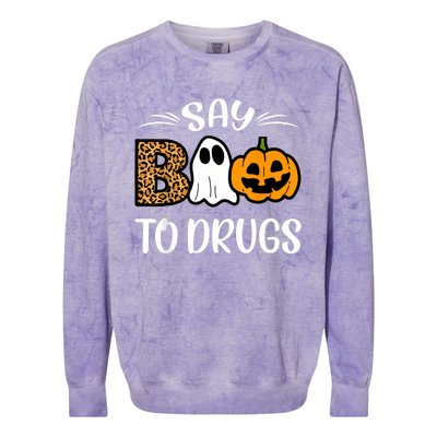 Say Boo To Drugs Red Ribbon Week Awareness Funny Halloween Colorblast Crewneck Sweatshirt