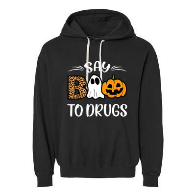 Say Boo To Drugs Red Ribbon Week Awareness Funny Halloween Garment-Dyed Fleece Hoodie