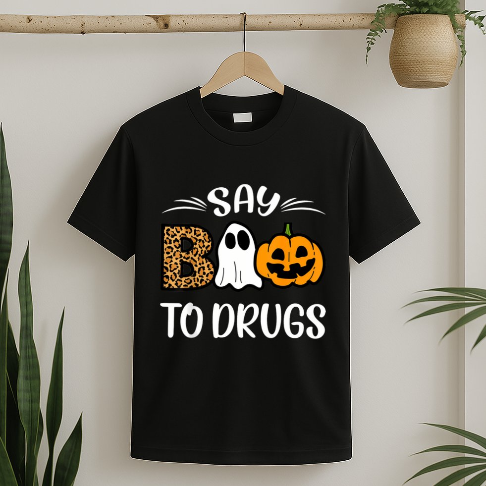 Say Boo To Drugs Red Ribbon Week Awareness Funny Halloween T-Shirt