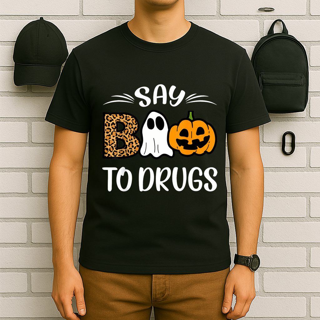 Say Boo To Drugs Red Ribbon Week Awareness Funny Halloween T-Shirt