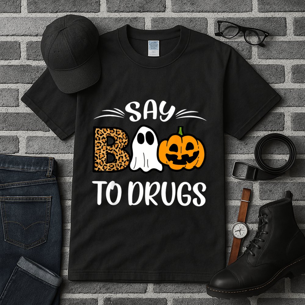 Say Boo To Drugs Red Ribbon Week Awareness Funny Halloween Tall T-Shirt