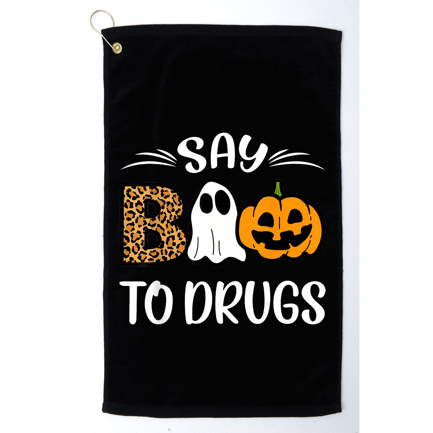 Say Boo To Drugs Red Ribbon Week Awareness Funny Halloween Golf Towel