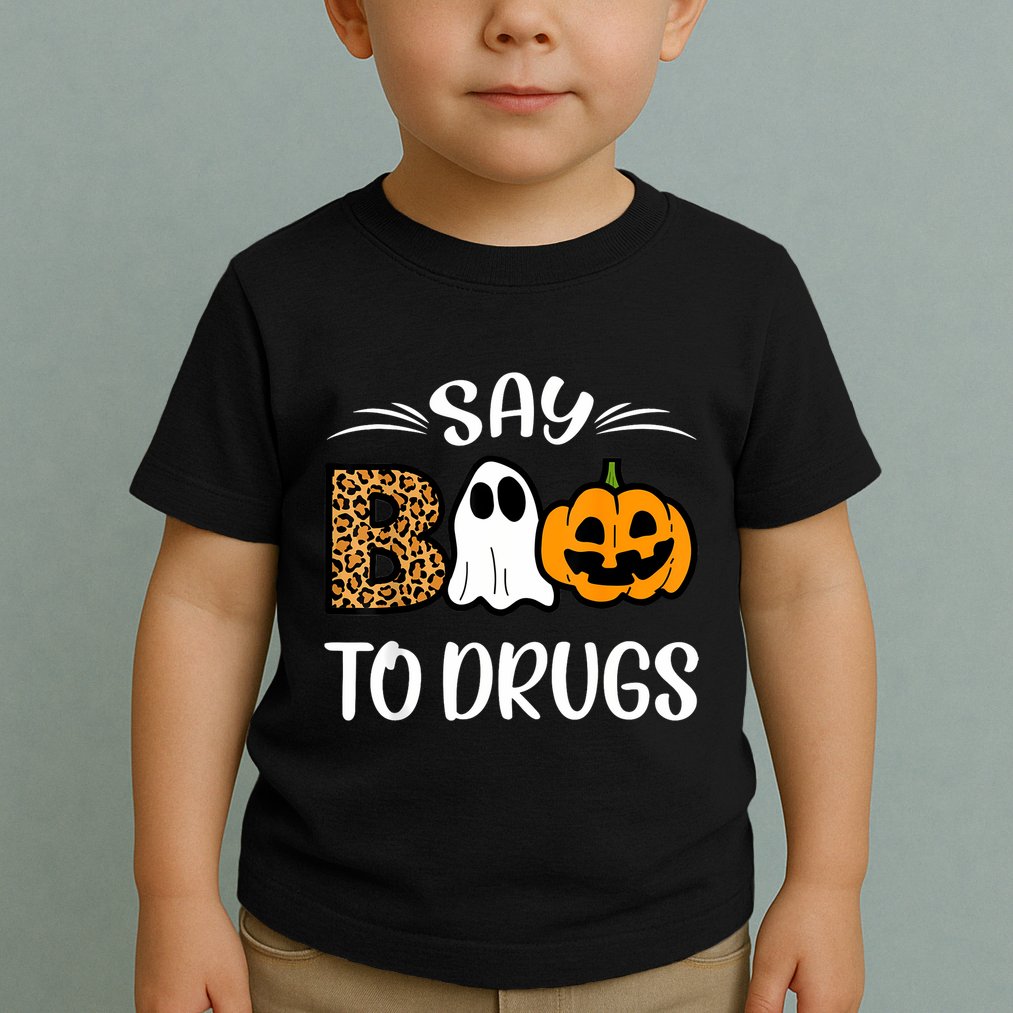 Say Boo To Drugs Red Ribbon Week Awareness Funny Halloween Toddler T-Shirt