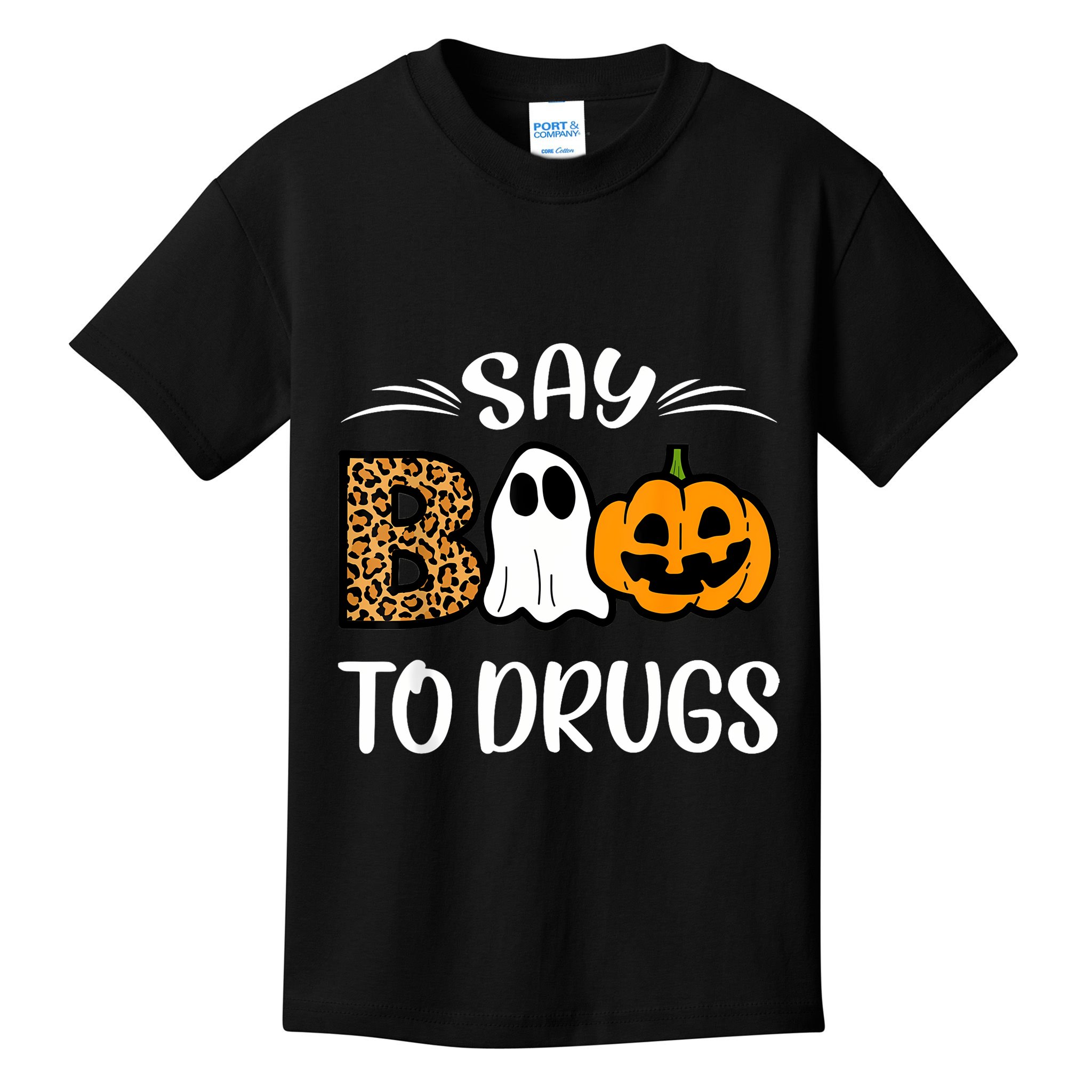 Say Boo To Drugs Red Ribbon Week Awareness Funny Halloween Kids T-Shirt