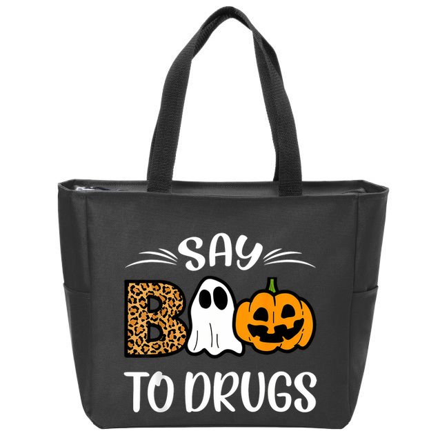 Say Boo To Drugs Red Ribbon Week Awareness Funny Halloween Zip Tote Bag
