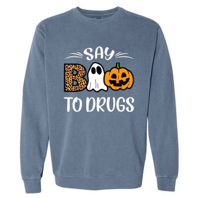 Say Boo To Drugs Red Ribbon Week Awareness Funny Halloween Garment-Dyed Sweatshirt