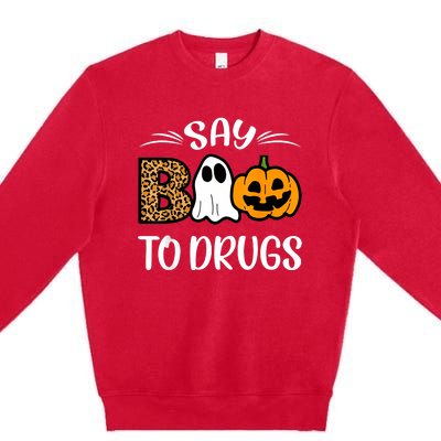 Say Boo To Drugs Red Ribbon Week Awareness Funny Halloween Premium Crewneck Sweatshirt