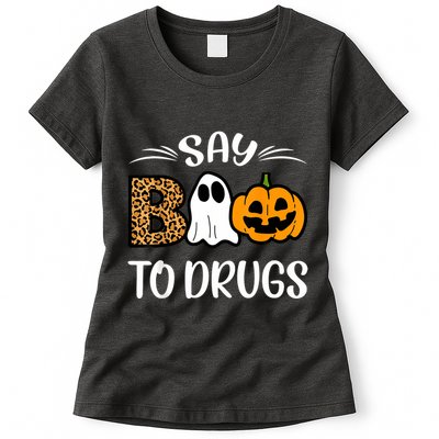 Say Boo To Drugs Red Ribbon Week Awareness Funny Halloween Womens T-Shirt