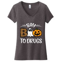 Say Boo To Drugs Red Ribbon Week Awareness Funny Halloween Women's V-Neck T-Shirt