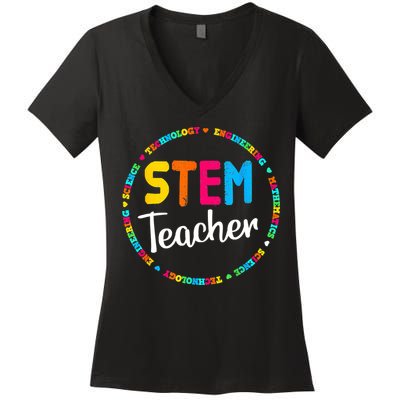STEAM Back To School STEM Teacher Women's V-Neck T-Shirt