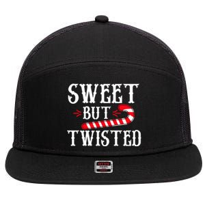 Sweet But Twisted Cool Candy Cane Christmas Tee Gift 7 Panel Mesh Trucker Snapback Hat