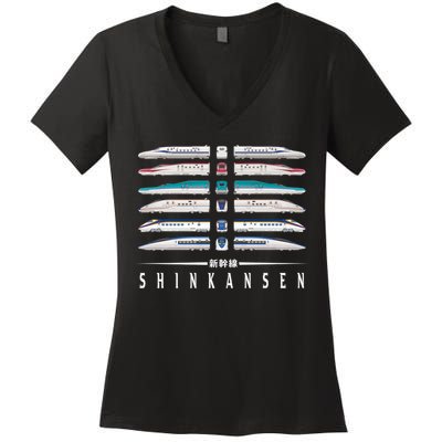 Shinkansen Bullet Train Six Pack Series Japanese Kanji Japan Premium Women's V-Neck T-Shirt