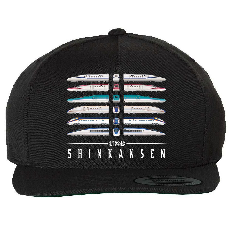 Shinkansen Bullet Train Six Pack Series Japanese Kanji Japan Premium Wool Snapback Cap