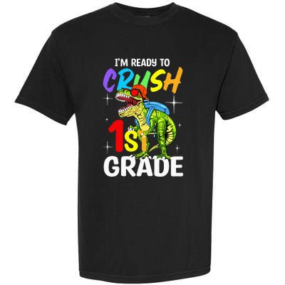 Student Back to School I'm Ready to Crush 1st Grade Dinosaur Garment-Dyed Heavyweight T-Shirt