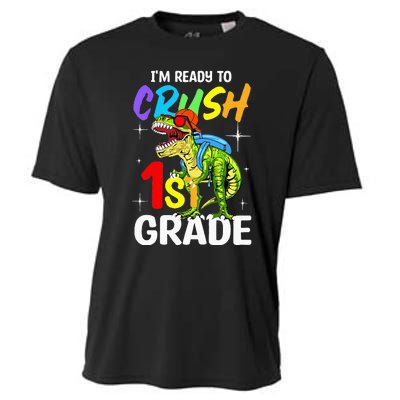 Student Back to School I'm Ready to Crush 1st Grade Dinosaur Cooling Performance Crew T-Shirt