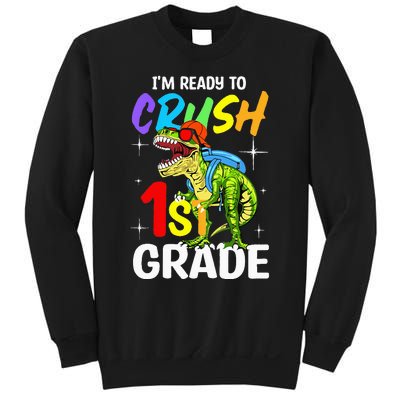 Student Back to School I'm Ready to Crush 1st Grade Dinosaur Sweatshirt