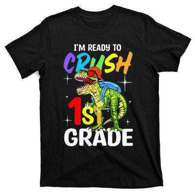 Student Back to School I'm Ready to Crush 1st Grade Dinosaur T-Shirt