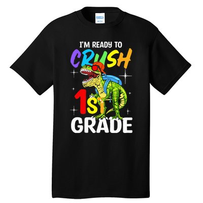 Student Back to School I'm Ready to Crush 1st Grade Dinosaur Tall T-Shirt