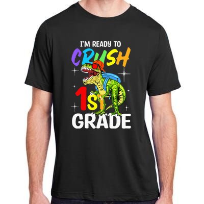 Student Back to School I'm Ready to Crush 1st Grade Dinosaur Adult ChromaSoft Performance T-Shirt