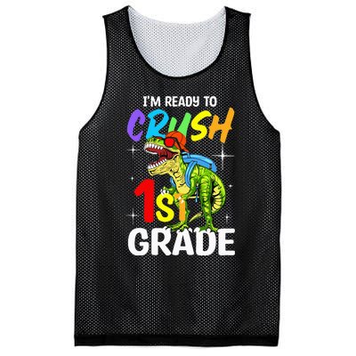 Student Back to School I'm Ready to Crush 1st Grade Dinosaur Mesh Reversible Basketball Jersey Tank