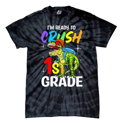 Student Back to School I'm Ready to Crush 1st Grade Dinosaur Tie-Dye T-Shirt