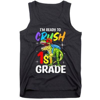 Student Back to School I'm Ready to Crush 1st Grade Dinosaur Tank Top