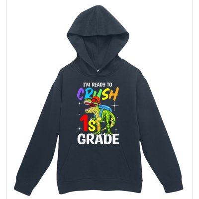 Student Back to School I'm Ready to Crush 1st Grade Dinosaur Urban Pullover Hoodie